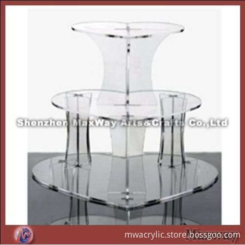Clear Heart-shaped Promotional Acrylic 3 Tiers Tower Wedding Cup Cake Display Stand Rack